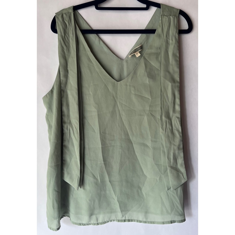 Pleione Women's Green V-Neck Sleeveless‎ Tank Top Size L